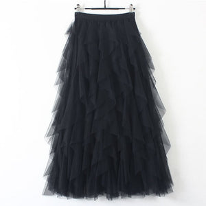 TIGENA Korean Tutu Tulle Pleated Maxi Skirt - Zainab's Closet