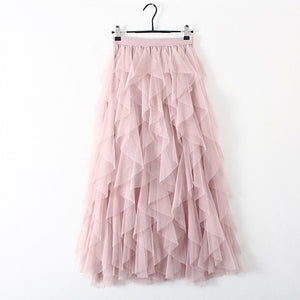 TIGENA Korean Tutu Tulle Pleated Maxi Skirt - Zainab's Closet