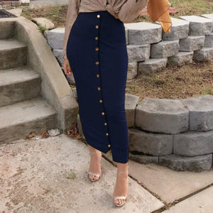 SMILE FISH Buttoned Maxi Pencil Skirt - Zainab's Closet