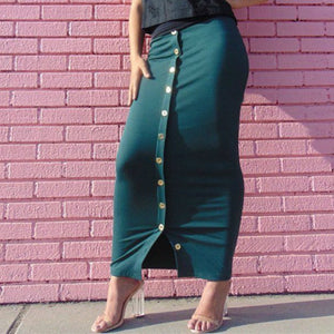 SMILE FISH Buttoned Maxi Pencil Skirt - Zainab's Closet