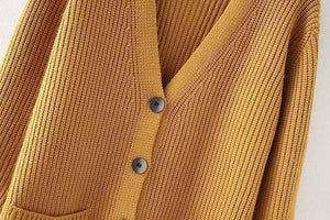 HSA Knitted V-neck Single Breasted Cardigan - Zainab's Closet
