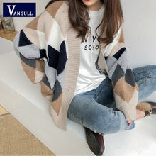 Load image into Gallery viewer, VANGULL Autumn Plaid V-Neck Single Breasted Cardigan - Zainab&#39;s Closet