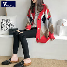 Load image into Gallery viewer, VANGULL Autumn Plaid V-Neck Single Breasted Cardigan - Zainab&#39;s Closet