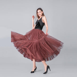 PARTY TRAIN 90cm Pleated Vintage Tulle Maxi Skirt - Zainab's Closet