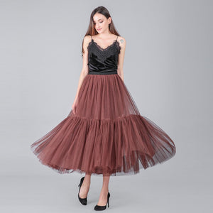 PARTY TRAIN 90cm Pleated Vintage Tulle Maxi Skirt - Zainab's Closet