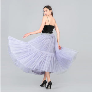 PARTY TRAIN 90cm Pleated Vintage Tulle Maxi Skirt - Zainab's Closet