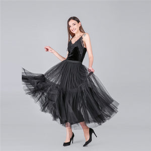 PARTY TRAIN 90cm Pleated Vintage Tulle Maxi Skirt - Zainab's Closet