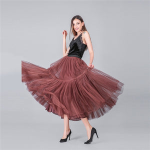 PARTY TRAIN 90cm Pleated Vintage Tulle Maxi Skirt - Zainab's Closet