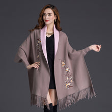 Load image into Gallery viewer, LuiseSandyHan Dual-Color Embroidered Shawl w/ Sleeves - Zainab&#39;s Closet