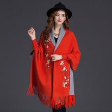 Load image into Gallery viewer, LuiseSandyHan Dual-Color Embroidered Shawl w/ Sleeves - Zainab&#39;s Closet