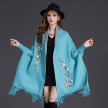 Load image into Gallery viewer, LuiseSandyHan Dual-Color Embroidered Shawl w/ Sleeves - Zainab&#39;s Closet