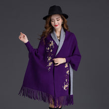 Load image into Gallery viewer, LuiseSandyHan Dual-Color Embroidered Shawl w/ Sleeves - Zainab&#39;s Closet