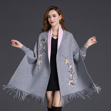 Load image into Gallery viewer, LuiseSandyHan Dual-Color Embroidered Shawl w/ Sleeves - Zainab&#39;s Closet