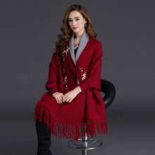 Load image into Gallery viewer, LuiseSandyHan Dual-Color Embroidered Shawl w/ Sleeves - Zainab&#39;s Closet