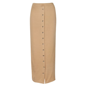 SMILE FISH Buttoned Maxi Pencil Skirt - Zainab's Closet