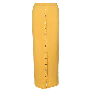 SMILE FISH Buttoned Maxi Pencil Skirt - Zainab's Closet