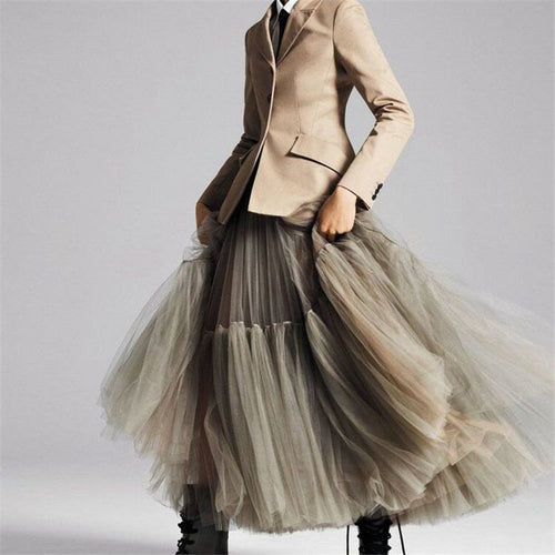 PARTY TRAIN 90cm Pleated Vintage Tulle Maxi Skirt - Zainab's Closet