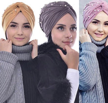 Load image into Gallery viewer, Arab Style Cotton Blend Beaded Headwrap - Zainab&#39;s Closet