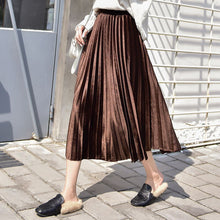 Load image into Gallery viewer, Yhz High Waist Velvet Pleated Vintage Maxi Skirt - Zainab&#39;s Closet