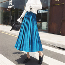 Load image into Gallery viewer, Yhz High Waist Velvet Pleated Vintage Maxi Skirt - Zainab&#39;s Closet