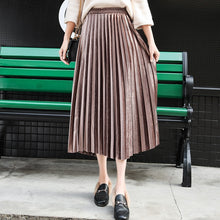 Load image into Gallery viewer, Yhz High Waist Velvet Pleated Vintage Maxi Skirt - Zainab&#39;s Closet