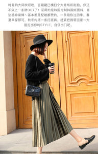 Yhz High Waist Velvet Pleated Vintage Maxi Skirt - Zainab's Closet