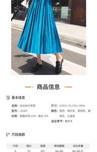 Yhz High Waist Velvet Pleated Vintage Maxi Skirt - Zainab's Closet
