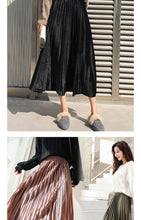 Load image into Gallery viewer, Yhz High Waist Velvet Pleated Vintage Maxi Skirt - Zainab&#39;s Closet