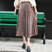 Load image into Gallery viewer, Yhz High Waist Velvet Pleated Vintage Maxi Skirt - Zainab&#39;s Closet