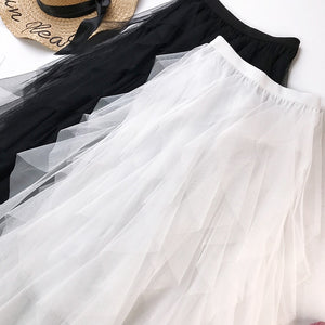 TIGENA Korean Tutu Tulle Pleated Maxi Skirt - Zainab's Closet