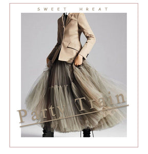 PARTY TRAIN 90cm Pleated Vintage Tulle Maxi Skirt - Zainab's Closet