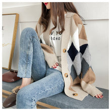Load image into Gallery viewer, VANGULL Autumn Plaid V-Neck Single Breasted Cardigan - Zainab&#39;s Closet