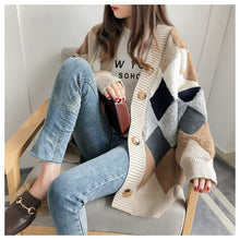 Load image into Gallery viewer, VANGULL Autumn Plaid V-Neck Single Breasted Cardigan - Zainab&#39;s Closet