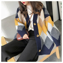 Load image into Gallery viewer, VANGULL Autumn Plaid V-Neck Single Breasted Cardigan - Zainab&#39;s Closet