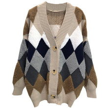 Load image into Gallery viewer, VANGULL Autumn Plaid V-Neck Single Breasted Cardigan - Zainab&#39;s Closet