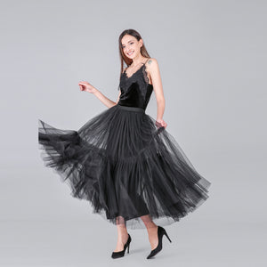 PARTY TRAIN 90cm Pleated Vintage Tulle Maxi Skirt - Zainab's Closet