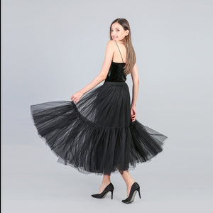 PARTY TRAIN 90cm Pleated Vintage Tulle Maxi Skirt - Zainab's Closet