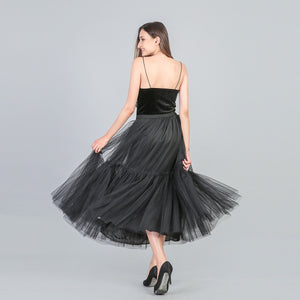 PARTY TRAIN 90cm Pleated Vintage Tulle Maxi Skirt - Zainab's Closet