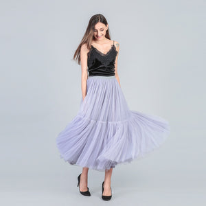 PARTY TRAIN 90cm Pleated Vintage Tulle Maxi Skirt - Zainab's Closet