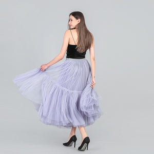 PARTY TRAIN 90cm Pleated Vintage Tulle Maxi Skirt - Zainab's Closet