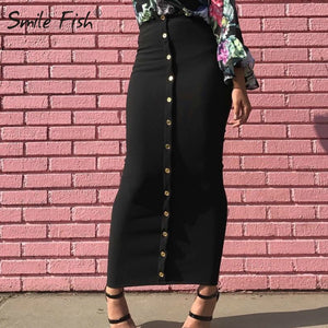 SMILE FISH Buttoned Maxi Pencil Skirt - Zainab's Closet