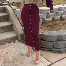 Load image into Gallery viewer, SMILE FISH Buttoned Maxi Pencil Skirt - Zainab&#39;s Closet