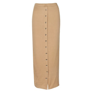 SMILE FISH Buttoned Maxi Pencil Skirt - Zainab's Closet