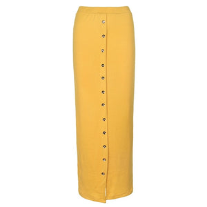 SMILE FISH Buttoned Maxi Pencil Skirt - Zainab's Closet