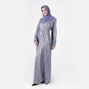 Delias Sequin Striped Maxi Dress w/ Sash - Zainab's Closet