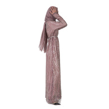 Load image into Gallery viewer, Delias Sequin Striped Maxi Dress w/ Sash - Zainab&#39;s Closet