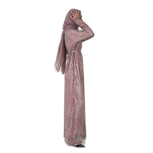 Delias Sequin Striped Maxi Dress w/ Sash - Zainab's Closet