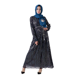 Delias Sequin Striped Maxi Dress w/ Sash - Zainab's Closet