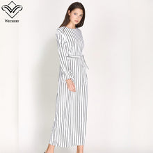 Load image into Gallery viewer, Wechery Striped Turmpet Sleeve Long Dress - Zainab&#39;s Closet