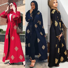 Load image into Gallery viewer, Kalenmos Dubai Embroidered Open Abaya Robe w/ Sash - Zainab&#39;s Closet